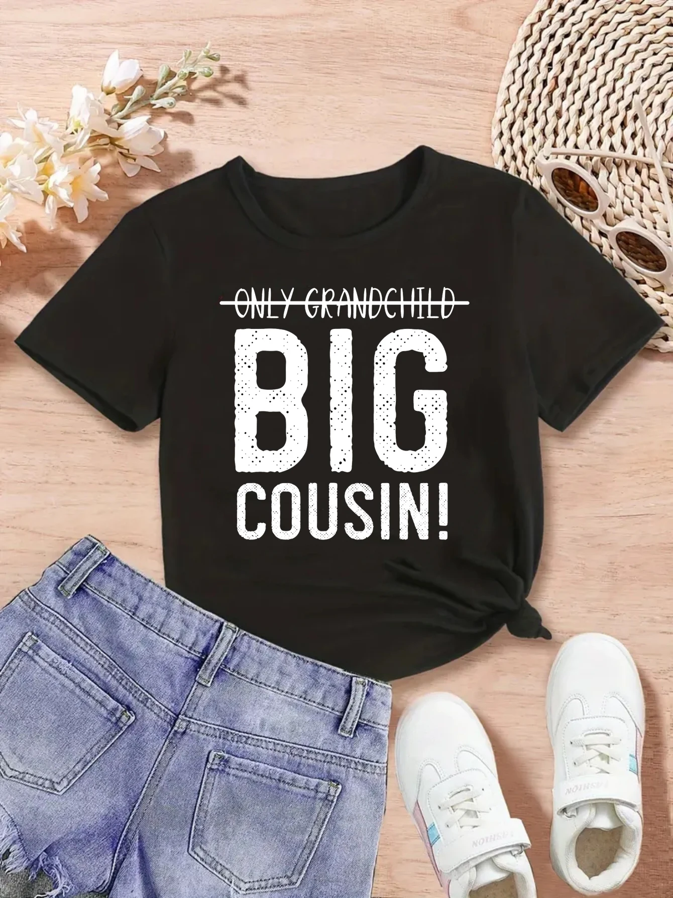 

Футболка с принтом «Не только внучка, большой кузен», футболка с объявлением о беременности для девочек и мальчиков, кавайная детская одежда, рубашка для малышей