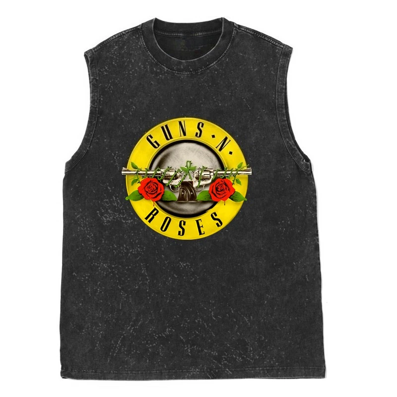 100_ Cotton Guns N Roses Vintage American Vintage Rock Wash Old Sleeveless Vest T-shirt Tank Tops Gym Clothing  traf men