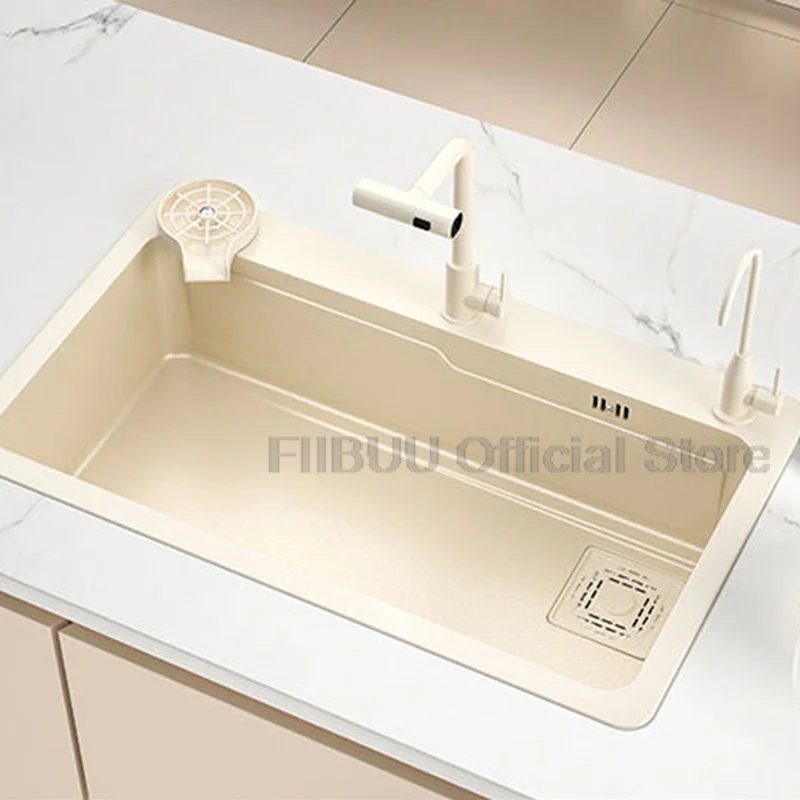 Multifunctional Kitchen Sink Large Single Bowl Stainless Steel Thickened Handmade Vegatable Basin Wash/Cut/Drain in One Full Set