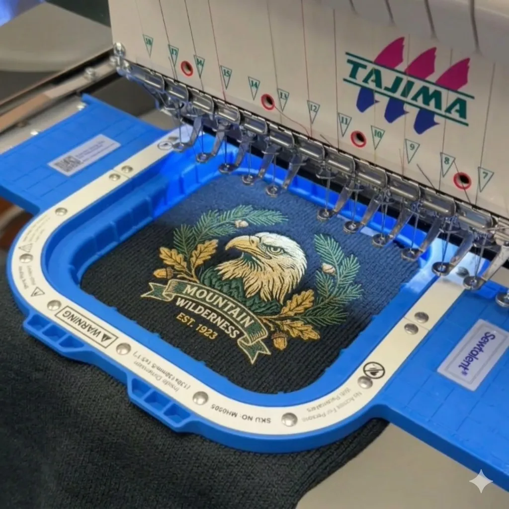 

Tajima SAI TMEX THEX TEMX TUMX TMBR TMBP TFMX TMEX1501 TFMX-II machine with Sewtalent Magnetic Mighty Hoop Frame Embroidery Hoop