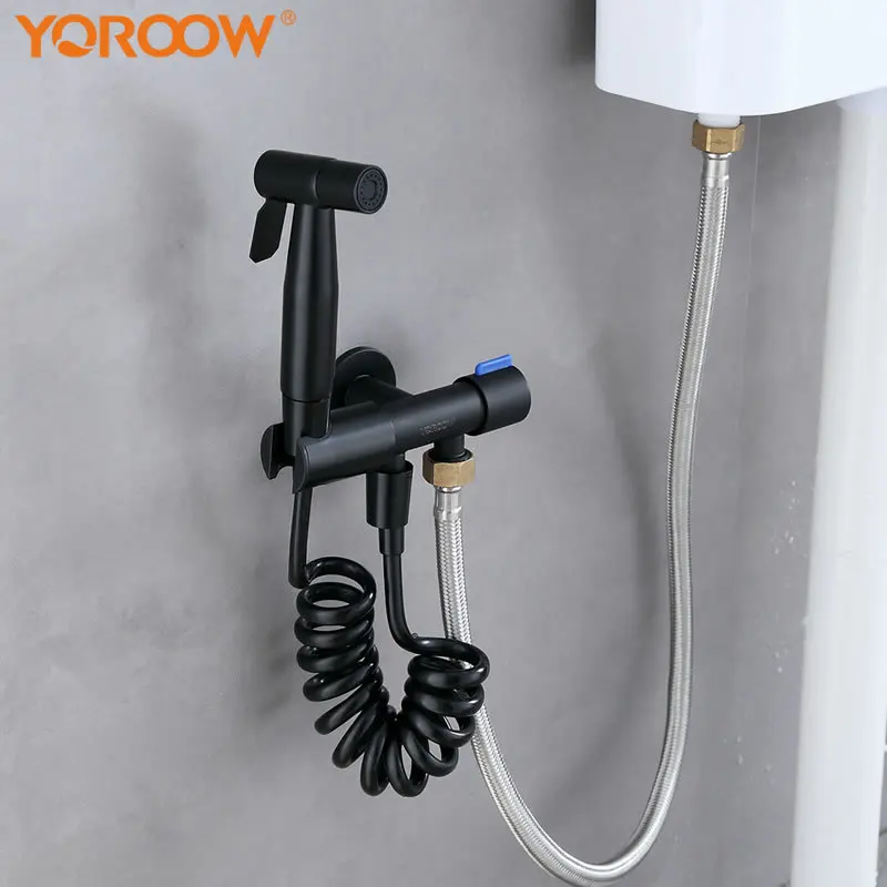 

New Zealand304Stainless Steel Wall-Mounted Sprayer Toilet Bidet Suit Black Toilet Spray Gun Bath