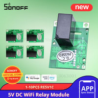 1-10PCS SONOFF RE5V1C Wifi DIY Switch 5V DC Relay Module Smart Wireless Switches Inching/Self-locking APP/Voice Remote ON/OFF