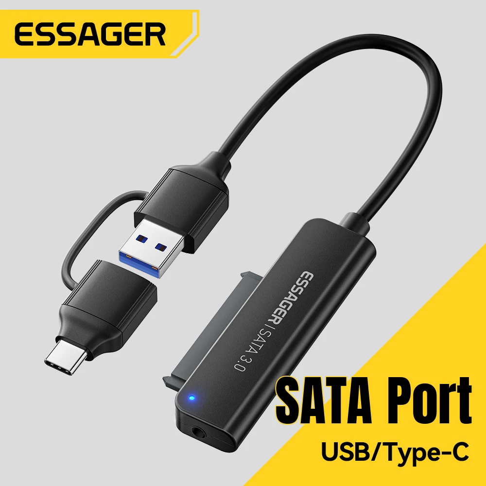 

Essager 2 In 1 SATA to USB 3.0/Type-C Adapter Hard Drive Converter for 2.5inch HDD/SSD Hard Drive Disk Drive USB SATA Converter