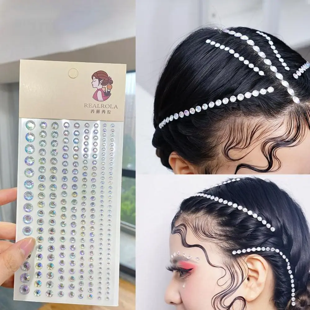 Face Jewels Stickers Temporary Tattoo Stickers Hair Rhinestone Decoration Adhesive Face Decal Long Rhinestone Strip Sticker