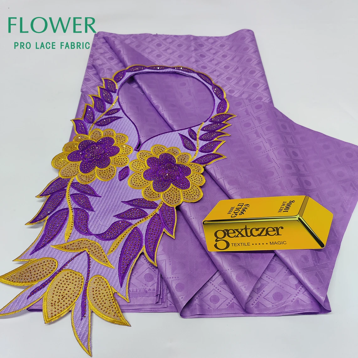 

African Neckline Collar With Bazin Riche Fabric Nigerian DIY Accessories For Women Bride Wedding Basin Rich Material