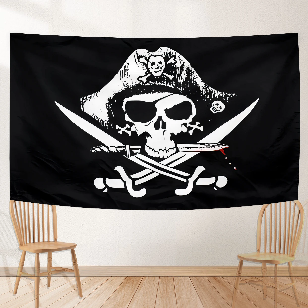 aerlxemrbrae 90x150cm Large Skull Crossbones Pirate Flag Jolly Roger Hanging Pirates Room Decoration Tapestry boho decor