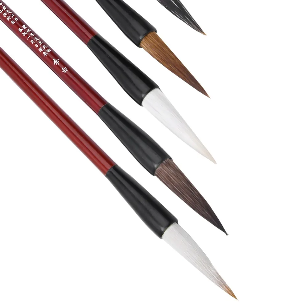 7PCS Nylon Writing Brush Set Wooden Handle Sturdy Pole Chinese Painting Calligraphy Brushes Multiple sizes Script Brushes