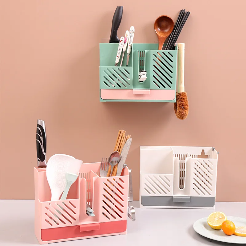 Knife Fork Spoon Division Storage Box Chopstick Cage Sink Shelf Drain Storage Rack Multifunction Kitchen Utensils Organizer Rack