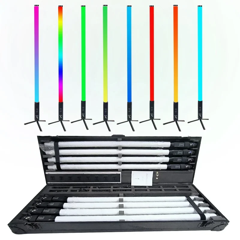 Mglight 8pcs Wireless Stage Light 360 Outdoor DMX512 RGB Bar Battery LED Pixel Tube with Flight Case for Party Disco Bar