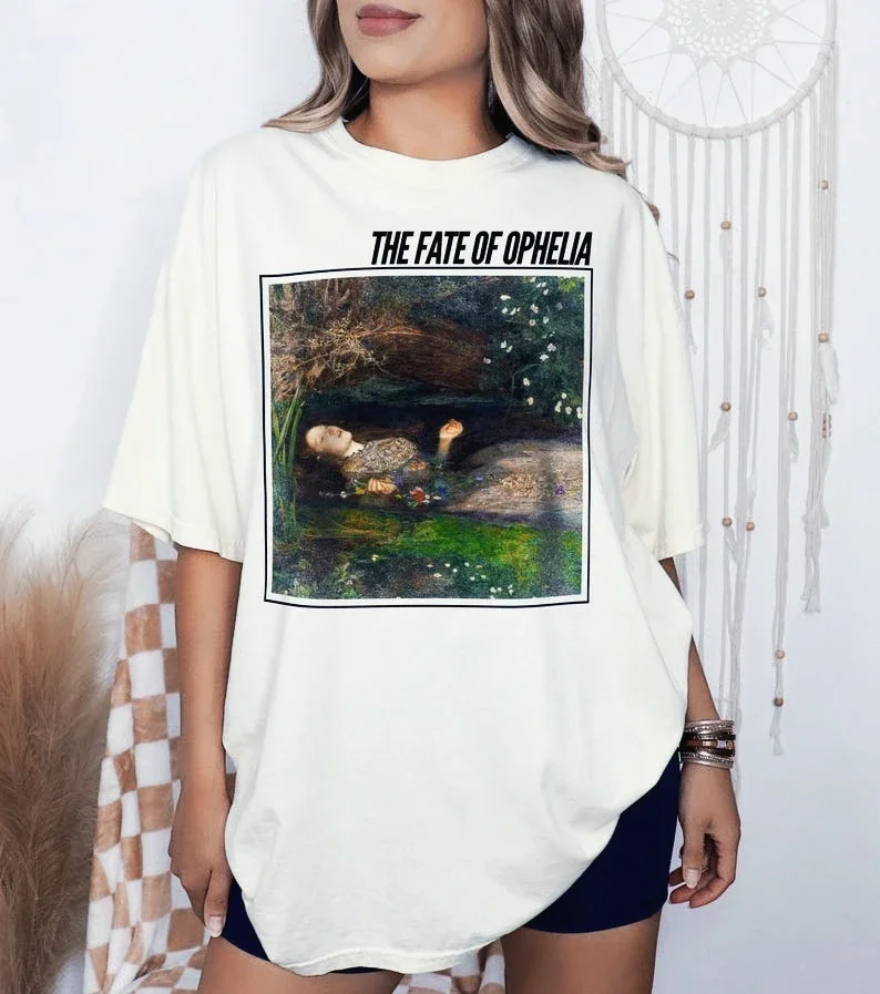 مصير أوفيليا Est 1603 2 الجانبين طباعة قصيرة الأكمام تي شيرت أوفيليا كلمات الموسيقى مستوحاة المحملة فتاة الإستعراض عشاق الشارع الشهير #3