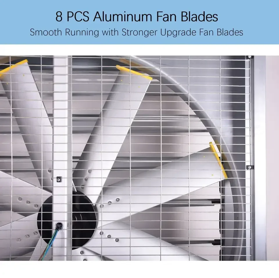 HVAC Top Quality Solar Hybrid Powered Day Night Ventilation Wall Fan No Blet BLDC Motor 54'' Thin Box Heat Exhaust Air Extractor
