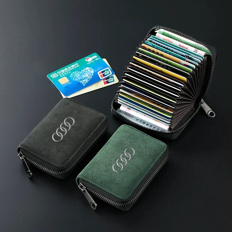 

Multi Slot Card Holder Wallet Bank Credit Card Bag Coin Pouch Leather Zipper Wallet for Audi Sline RS A3 A4 A5 A6 A7 A8 S3 S4 Q2