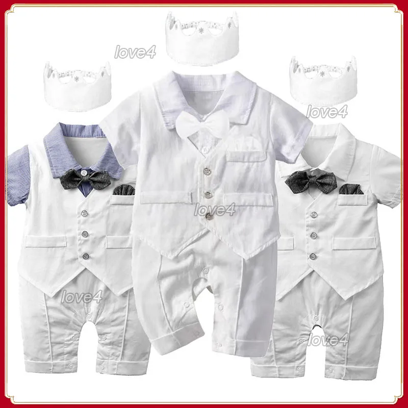 Christening Clothes for Baby Boy Outfit 1 Year Old Newborn Baptismal Jumper+Bow Infant Toddler Birthday Wedding Tuxedo Gentlemen