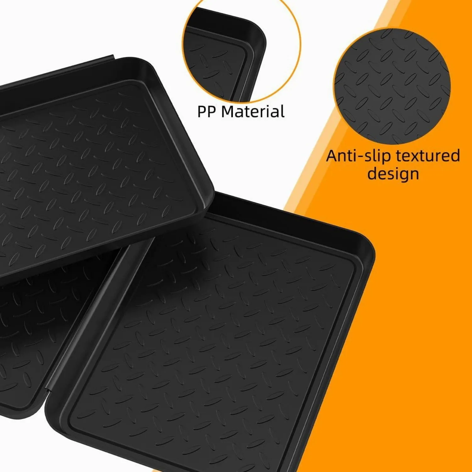 3 Multi-Purpose Trays, Set of Multi-Purpose Trays for Shoes, Boots, Plants And Pet Feed, Plastic Shoe and Boot Tray Storage Tray