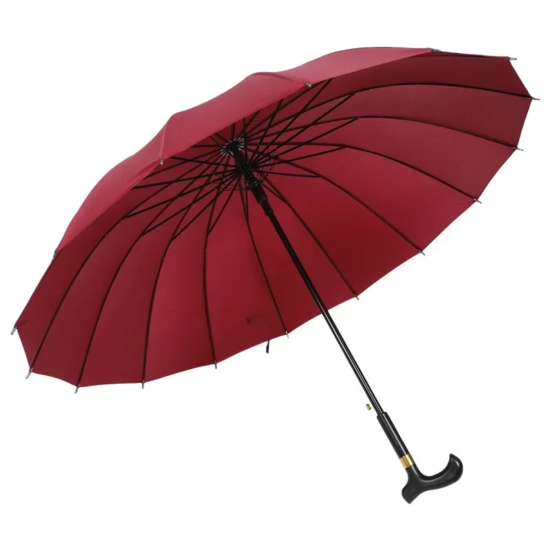 16K Large Anti-Wind Walking Stick Umbrella Antislip Outdoor Travel Hiking Climbing Rain Automatic Opening Long Handle Umbrella