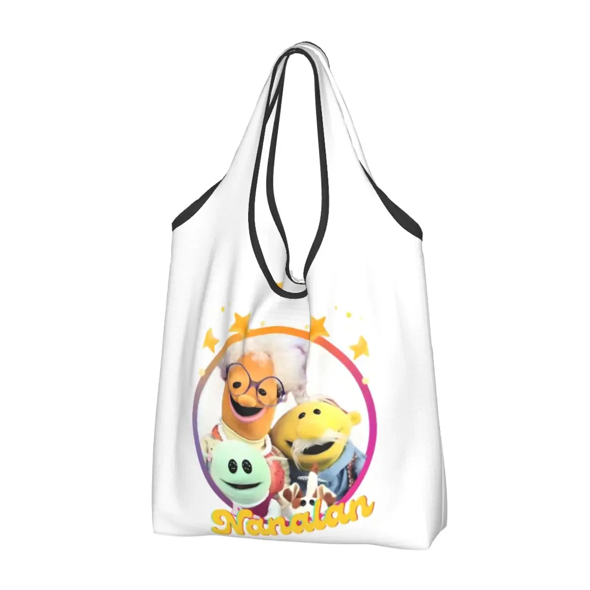 Nanalan Family Grocery Bag Durable Large Reusable Recycle Foldable Heavy Duty Cute Catoorn Shopping Eco Bag Washable Lightweight