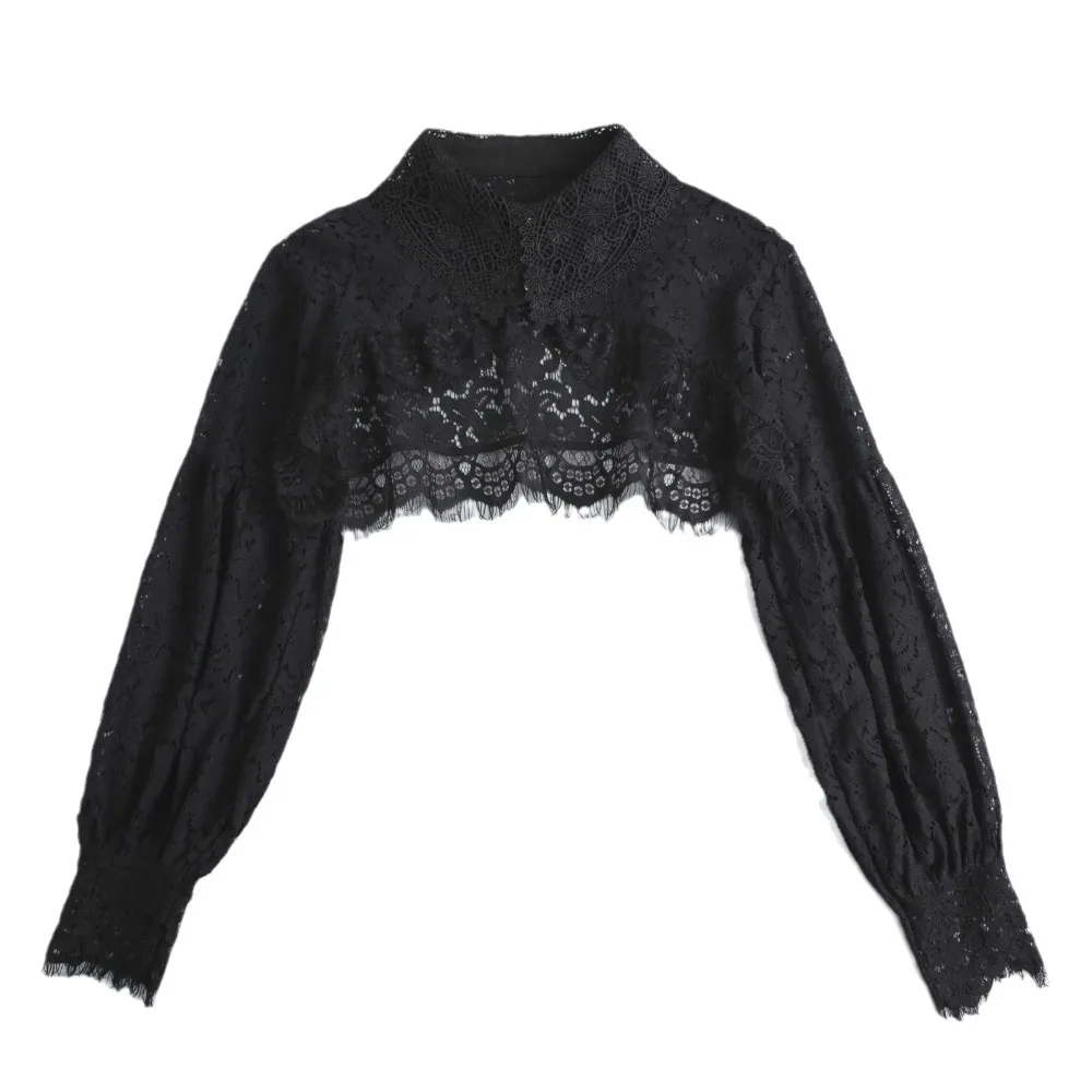 

Красивая кружевная солнцезащитная шаль из шифона с цветочным накладным воротником, аксессуары для одежды для девочек