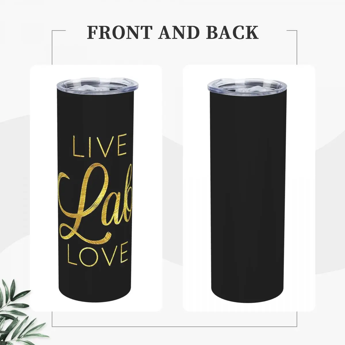 Live Lab Love Stainless Steel Tumbler Vacuum Insulated Mugs Thermal Cold Bottle Straws With Lid 20oz