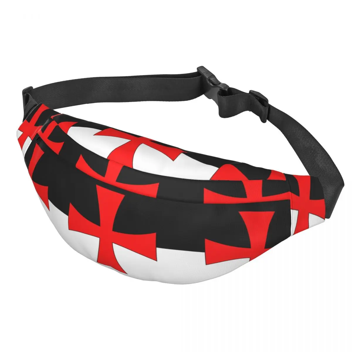 Custom Knights Templar Flag Fanny Pack Women Cool Medieval Warrior Cross Sling Crossbody Waist Bag Traveling Phone Money Pouch