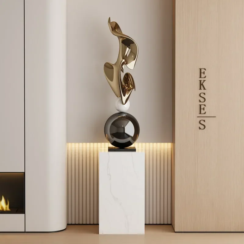 BS1 LTT1 Electroplating Art Sculpture Modern Geometric Floor Ornament Hotel Clubhouse Decoration
