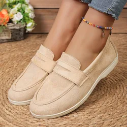 Women Flat Shoes Khaki Suede Summer Walk Shoes Slip-on Lazy Loafers Causal Moccasin Comfortable Mules Driving Shoes