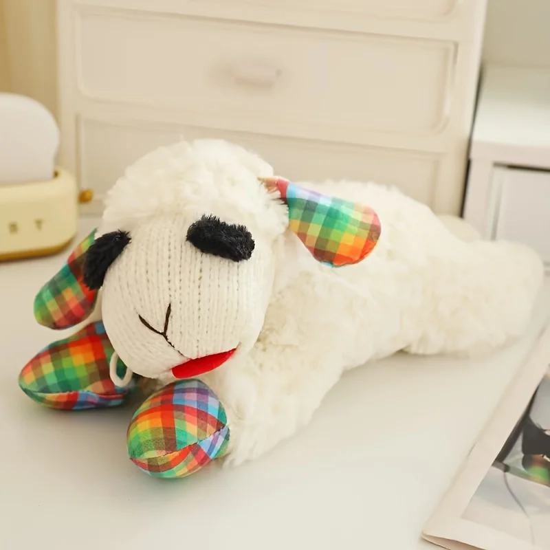 1Pcs Squeaky Plush Lamb & Alpaca Dog Toys - Soft, Durable Chew Play for Medium Breeds