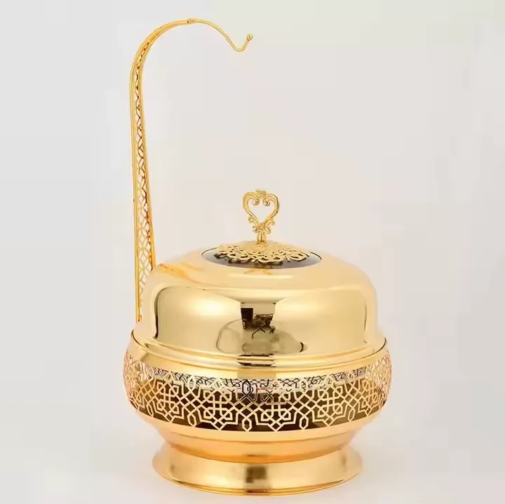 Premium Golden Round Food Warmer Tray Elegant Catering Serving Dish for Wedding & Party Use