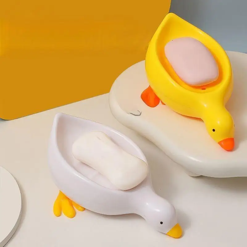 Soap Tray Self-draining Soap Rack Cute Duck-shaped Creative Rack for Shower Bathroom Kitchen Tub Sink Tray Bracket Bathroom