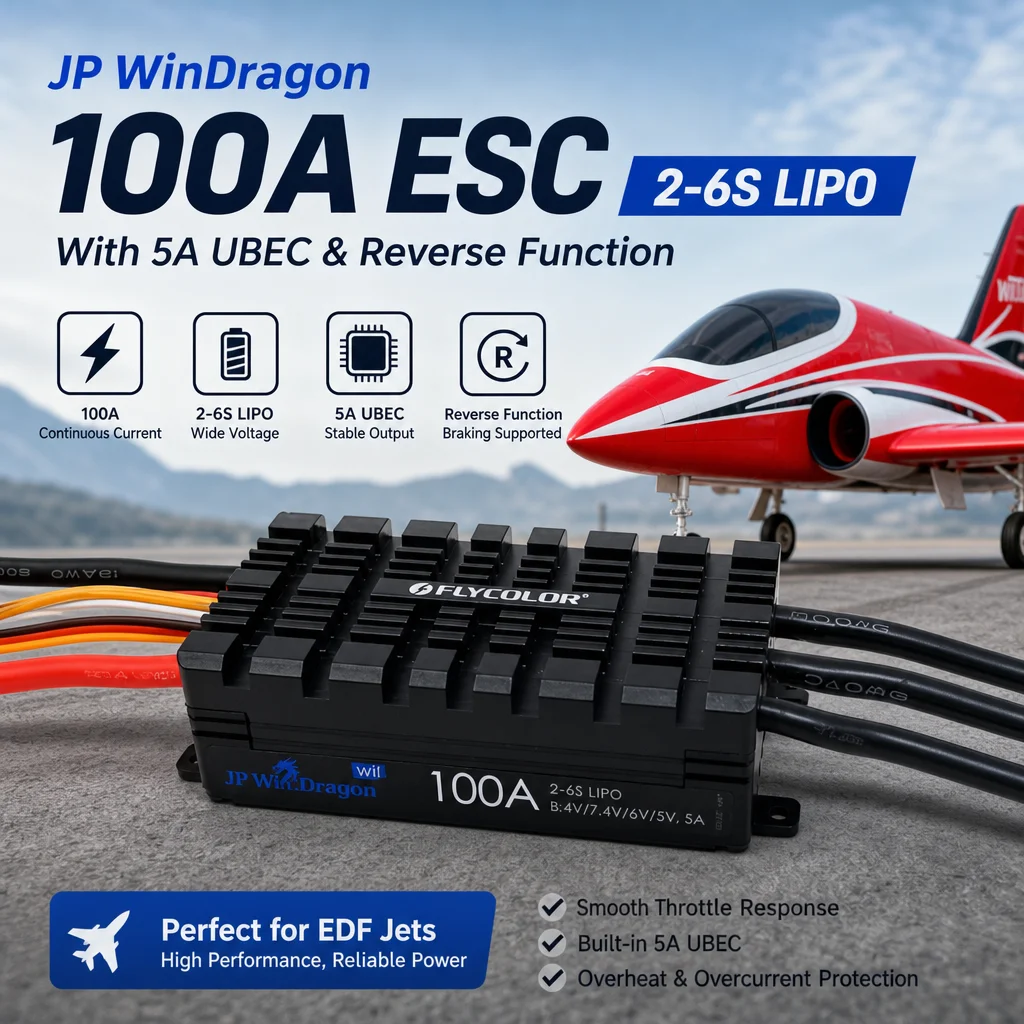 JP WinDragon 100A ESC 2-6S with 5A UBEC Reverse Function for RC