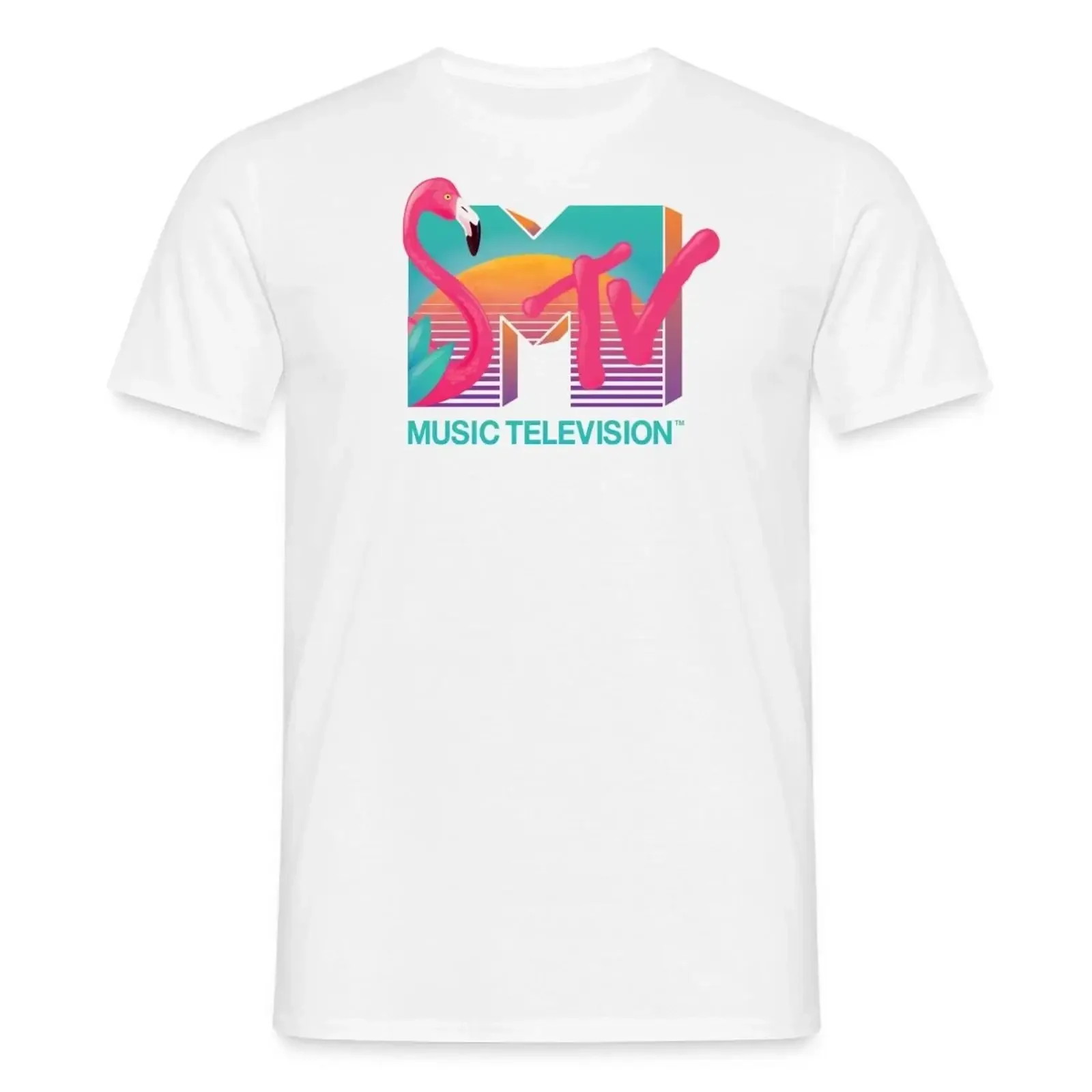 MTV Music Television Flamingo Logo Männer T Shirt vintage Washed Stretched Soft Slightly Comfortable Unisex fashion Breathable