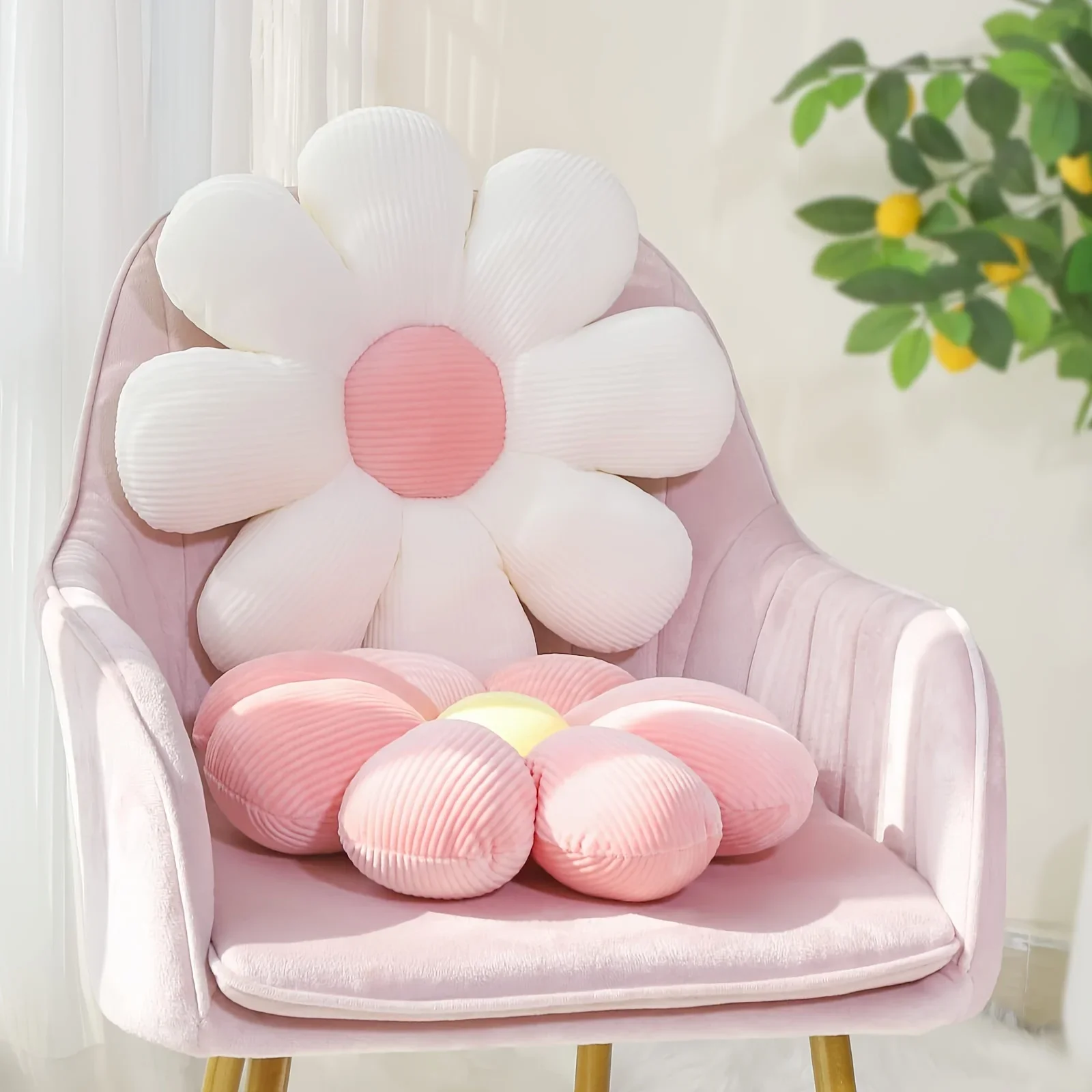 Soft Floral Plush Pillow Charming Decorative Flower Shaped Cushion Living Room or Bedroom Cozy Room Accessory Polyester Fiber