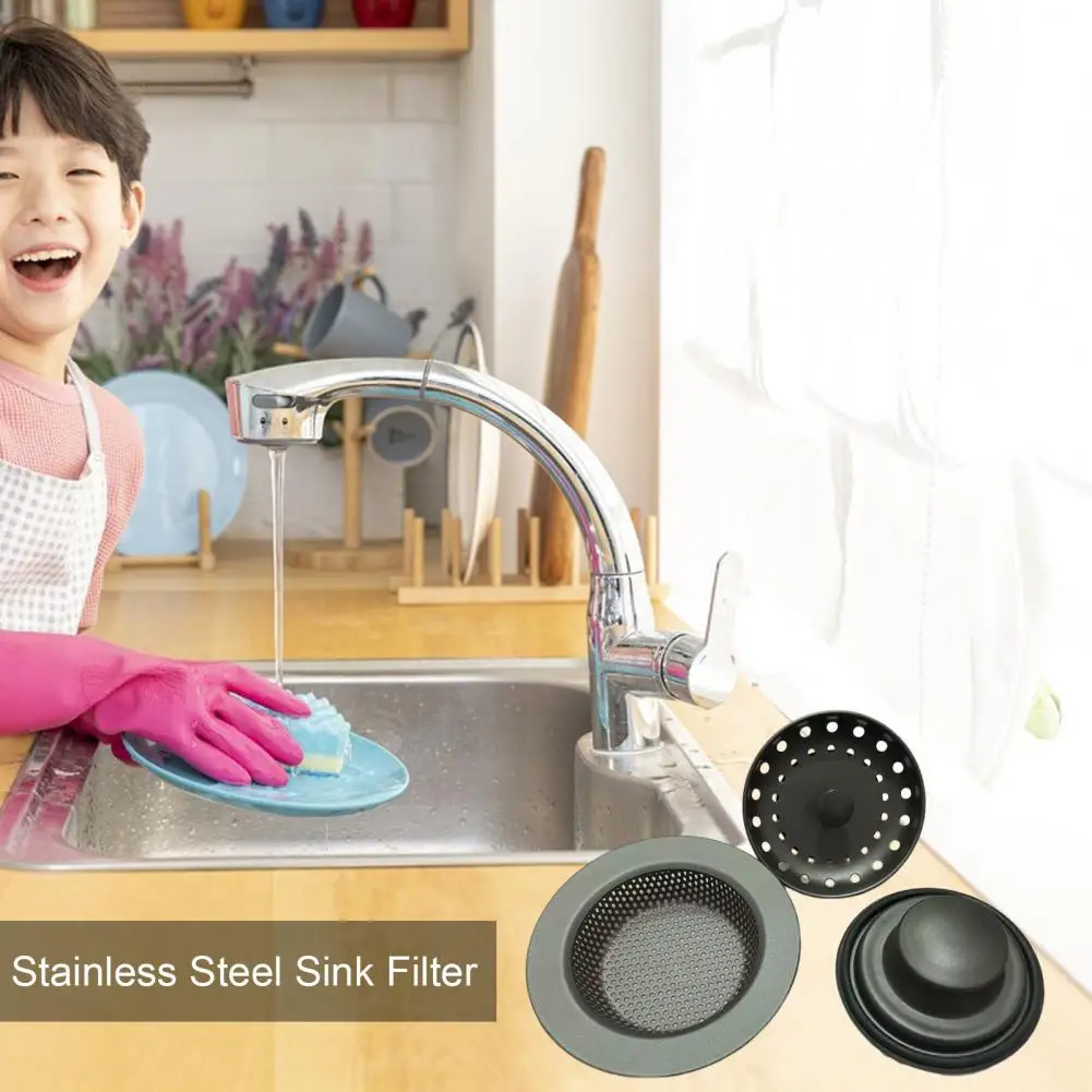 Wear-resistant Sink Filter Stainless Steel Sink Filter Set with Drain Strainer Stopper Combo for Kitchen for Efficient