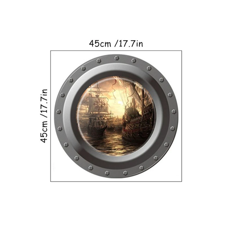 Submarine Window Sunrise Sea View Walls Art Pirate Ship Vinyl Porthole Stickers for Home Decoration Aesthetic Rooms Appliance