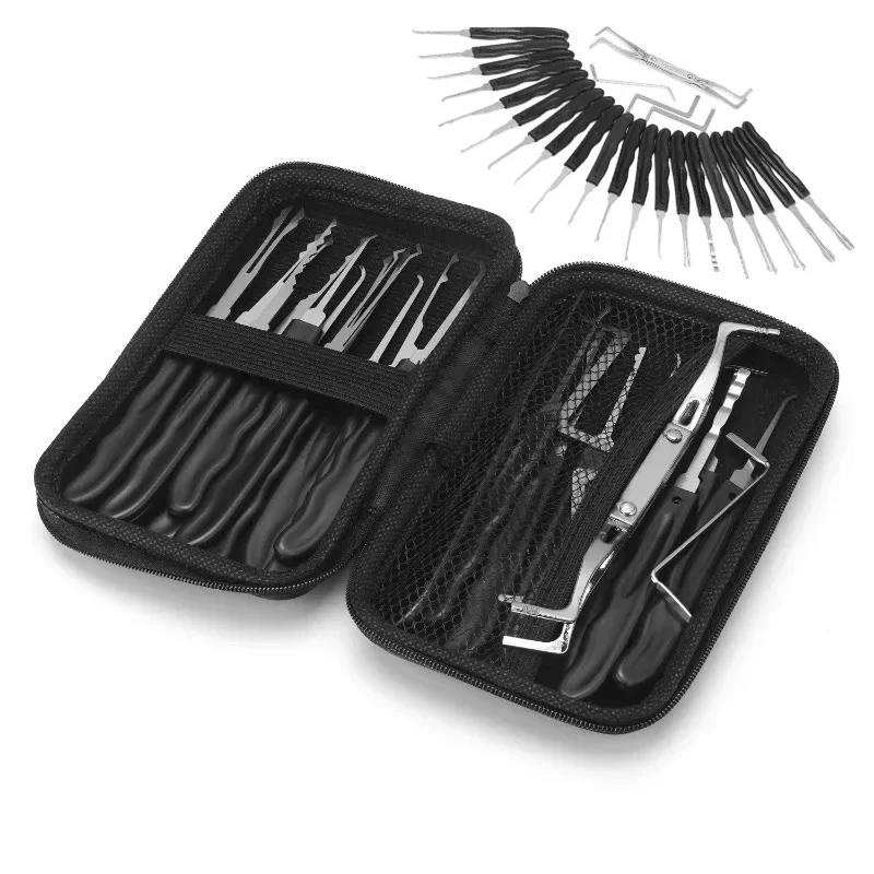 Broken Key Extractor Set 24Pcs Stainless Steel Lock Pick Tool for Automotive Car Repair Portable Hand Tool Kit Vehicle Locksmith