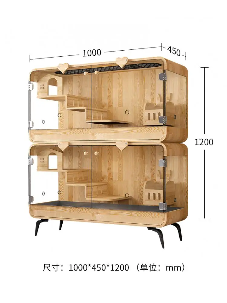 Solid Wood Rabbit Cage, Double Platform,, Extra Large Cage, Villa Indoor, Household Special Nest