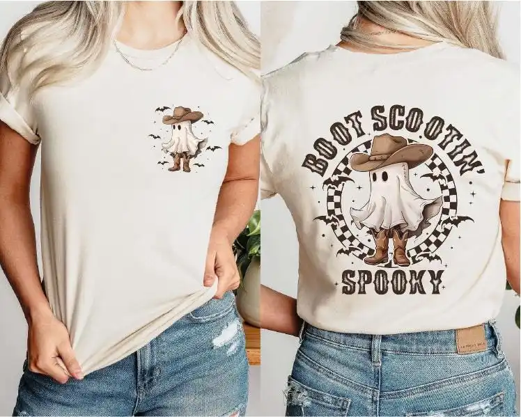 Boot Scooted Spooky T Shirt Halloweentown Cow Ghost Sweat Western Halloween Theme Country Cowboy