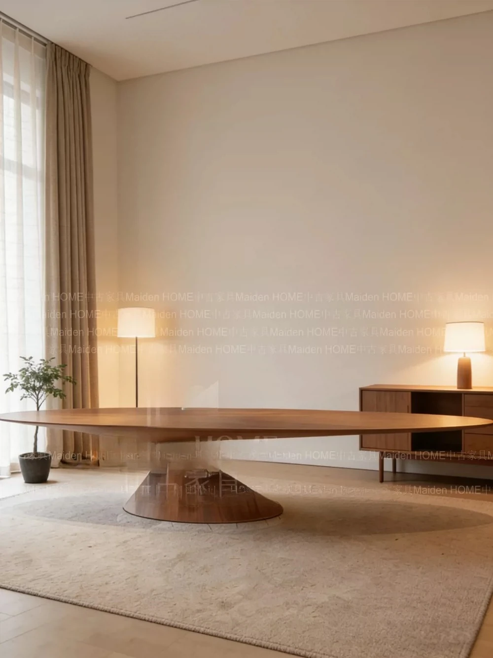 Minimalist flying saucer dining table oval black walnut oak tea table solid wood suspension special-shaped simple office desk