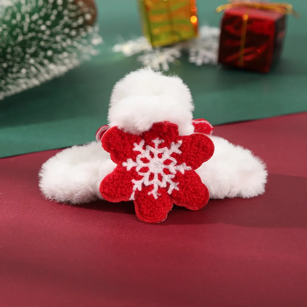 Xmas Headwear Christmas Plush Hair Clip Hairpin Shark Clip Santa Claus Grab Clip Hair Jewelry Cartoon Snowflake Hair Claw Party