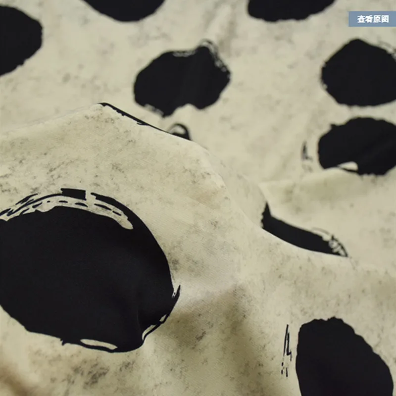 Retro Water Ink Irregular Chiffon Fabric, Big Round Dot Print, Dress, Pants, Cheongsam, Han Cloth, Handmade Sewing Tissue, T2065