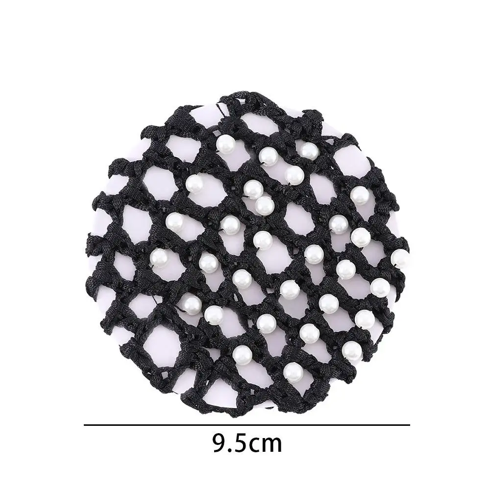 Hot Crochet for Women Hair Net White Pearl Snood Pearl Mesh Bun Cover