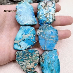 9-11PCS Large Freeform Blue Imperial Jaspers Stone Slice Pendant Beads MY230713