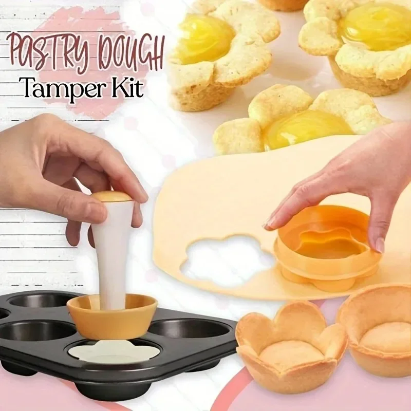 Flower Shaped Pastry Tamper Creative Dough Presser & Cake Mold for Biscuits/Pies DIY Baking Tools Kit