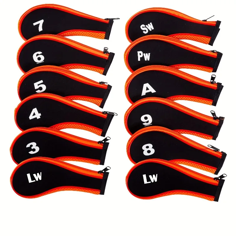 ผ้าคลุมหัวเหล็กกอล์ฟพิมพ์ลายดิจิตอลทันสมัย ​​12 ชิ้น/ชุด มีซิป มีหลายสีให้เลือก กันฝุ่นและทนทาน