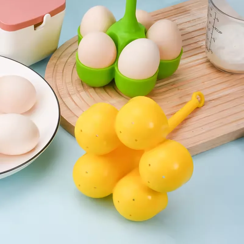 3/5 Holes Egg Steaming Rack With Tray Silicone Egg Cooker Supplementary Kid Food Egg Steaming Tray Kitchen Tool Egg Cooking Tool