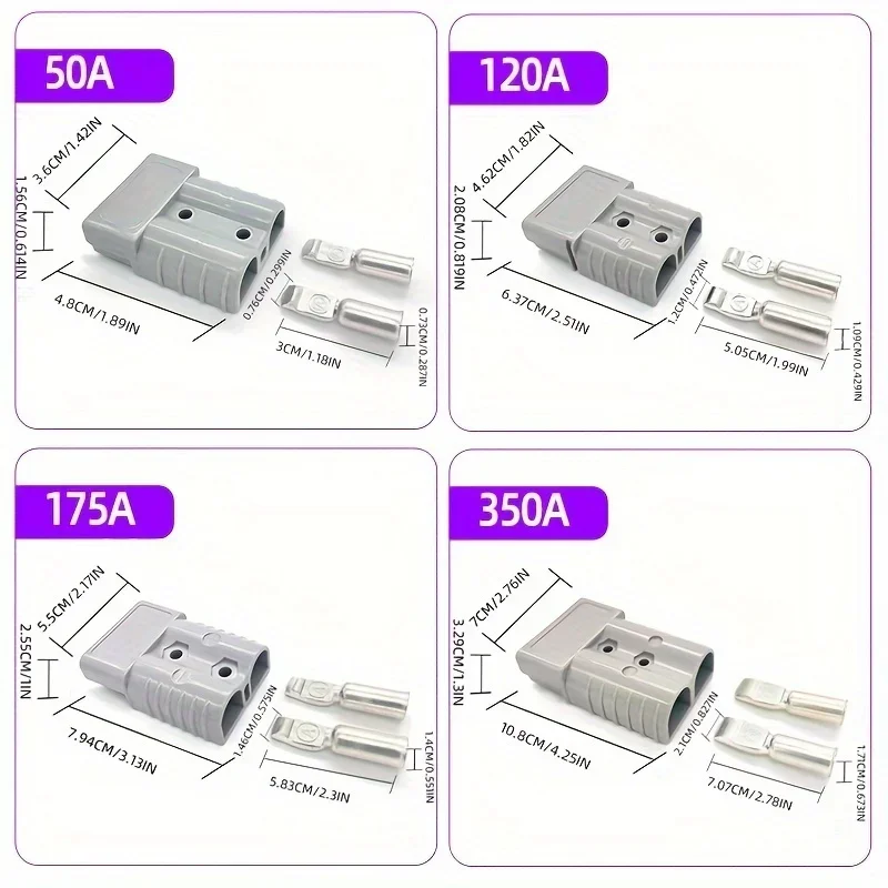 5/10pcs 50A/120A/175A/350A Anderson Style Plug Connectors 12-24V DC Power Tool Power Charger Battery Electronic Accessories
