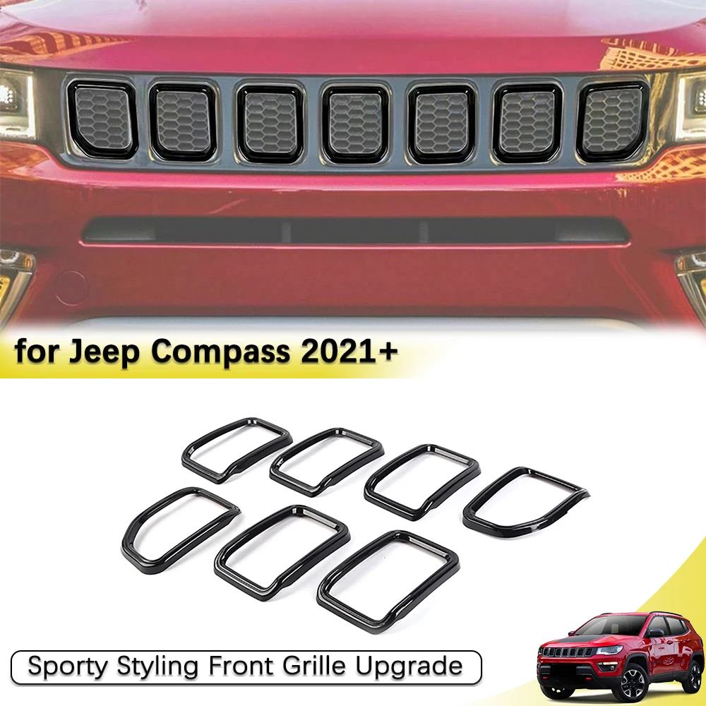 Acessórios de Estilo Automotivo: Novas Capas e Acabamentos para Grelhas Dianteiras Jeep Compass 2021-2026 - Peças de Decoração para Grelhas Esportivas e Acessórios Exteriores
