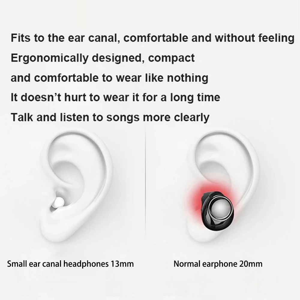 Invisible Sleep Mini-hoofdtelefoon Bluetooth TWS Draadloze koptelefoon met microfoon Ruisonderdrukkende in-ear oordopjes Sportheadset