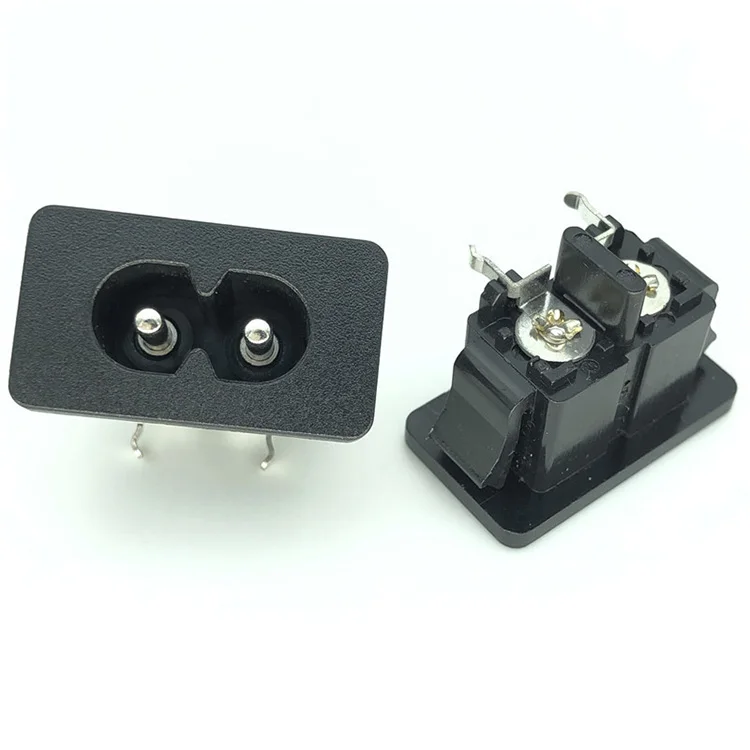 Card insert 8-figure socket two-pin bend foot 28*16mm 8-figure tail socket C8 power socket 2.5A/250V