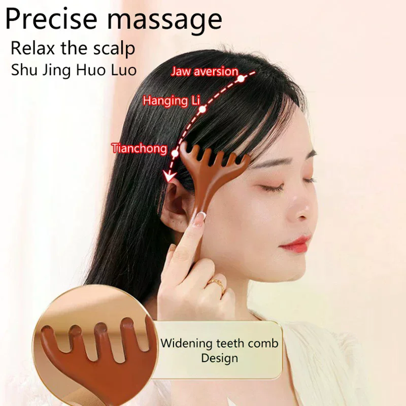 

Therapy Massage Comb Head Face Scalp Gua Sha Massager Natural Facial Wide Tooth Guasha Scraping Body Massage