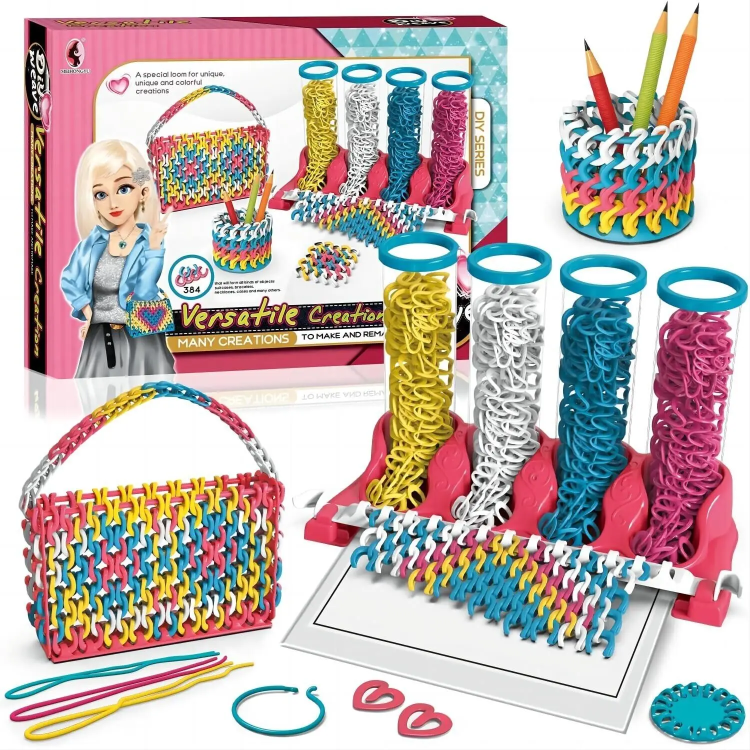 

DIY Toys Puzzle Creative Ribbon Woven Hand Ropes Jewelry Making for Children Toy,Girls Kids Toy gifts